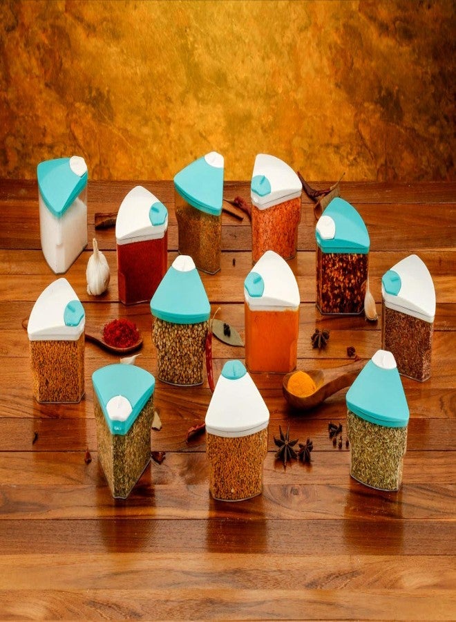 DCloud Hub 360 Degree Revolving Round Shape Transparent Pack of 18 Jar Spice Rack/Container 3 Layer Spice Rack Sky Blue - Image 3